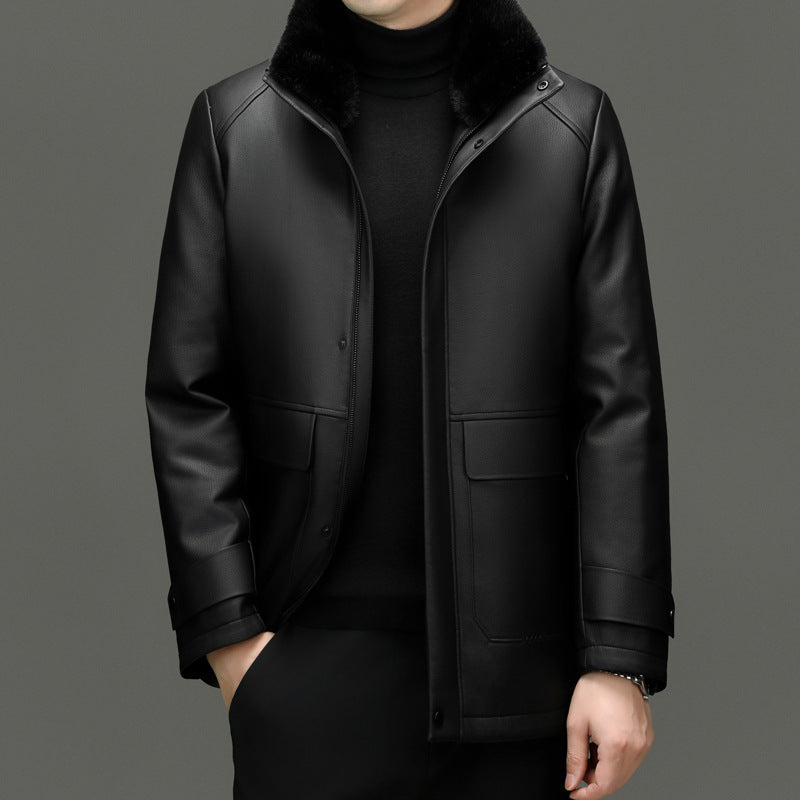 Men's Detachable Mink Cashmere Leather Jacket