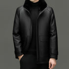 Men's Detachable Mink Cashmere Leather Jacket Black