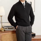 Men's Stand Collar Wool Sweater Black
