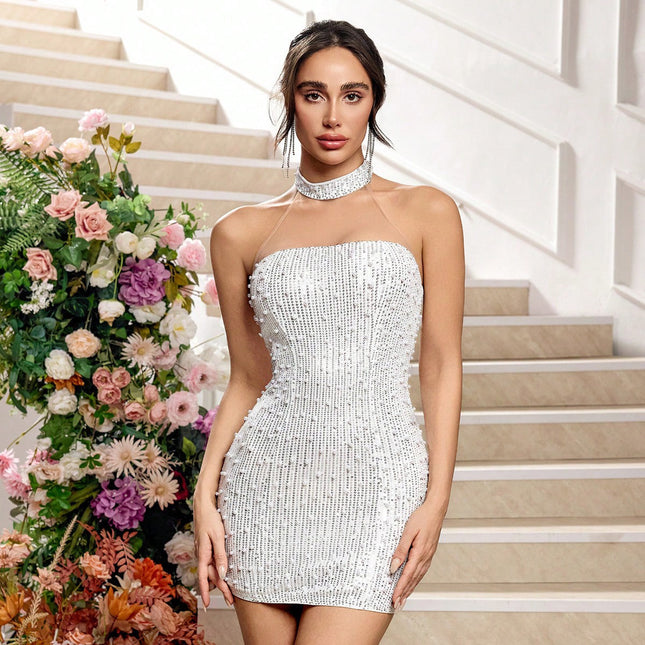 Sexy Hollow-out Lace Evening Dress White