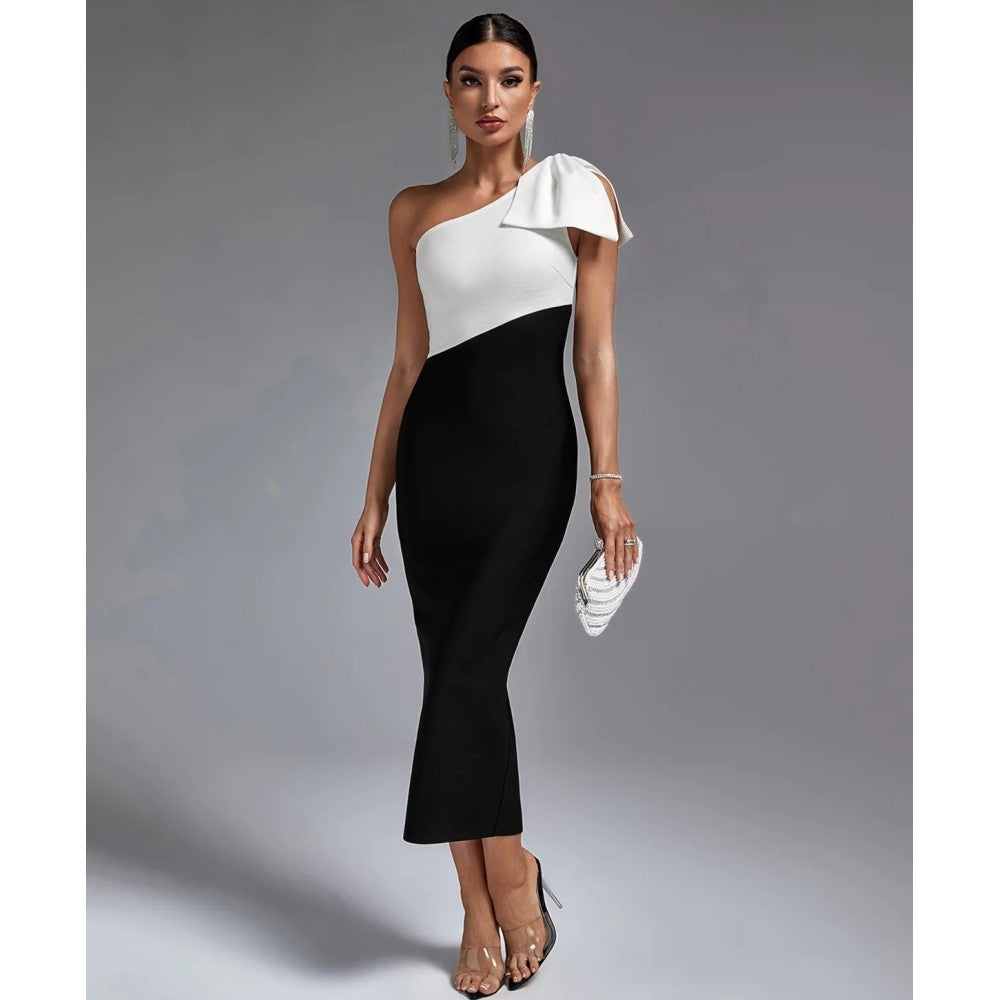 Shoulder Bow Casual Long One-piece Dress