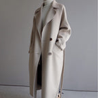 Womens Lapel Cashmere coat White