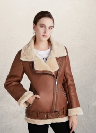 SS Women's motorcycle leather jacket Brown