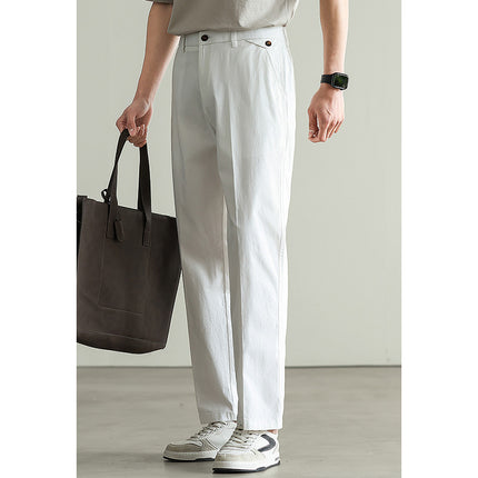 Cotton Blended Elasticated Slacks Men's Trousers White