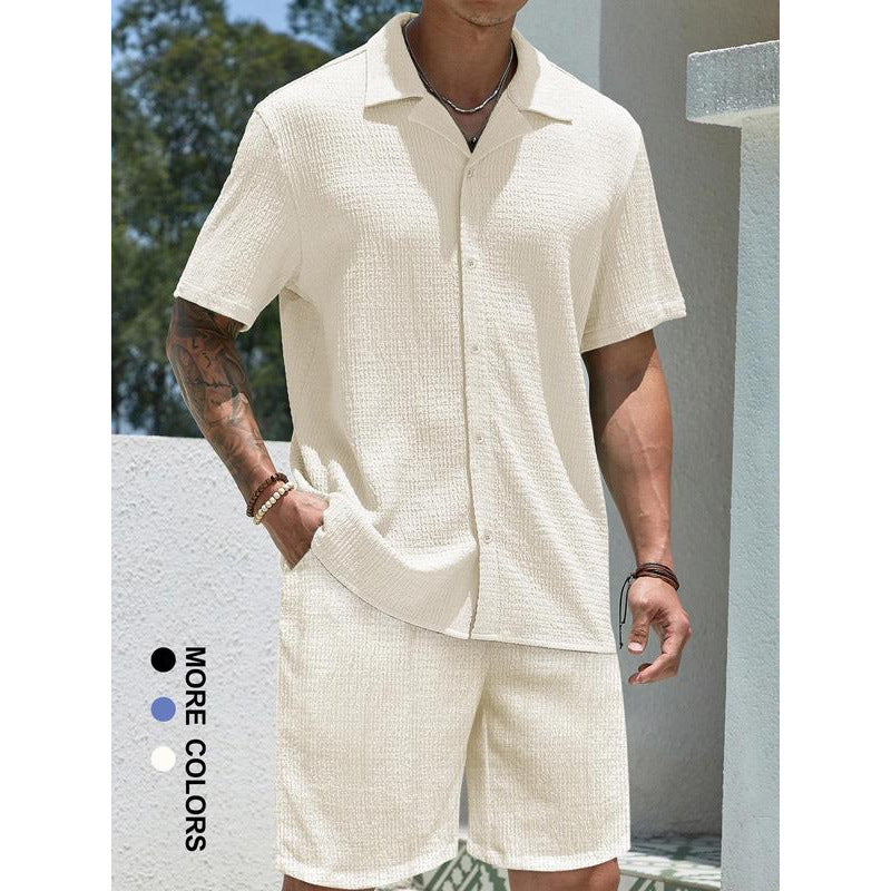 Single Suite Men's Shirt And Shorts Two-piece Set