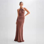 Bodycon Halter Maxi Dresses caramel