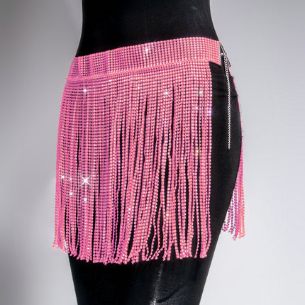 Rhinestone Strap Women's Skirt Pink