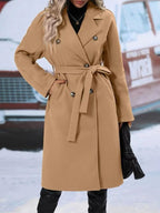 Women’s Double-breasted Trench Coat With Belt Winter