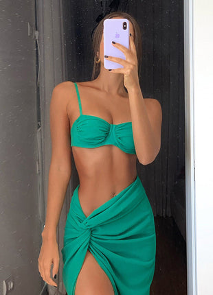 SS Slit Dress Green