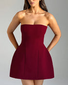 SS Backless Short Dresses Wine red