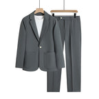 Men Loose Drooping Style Suit Set Medium Gray