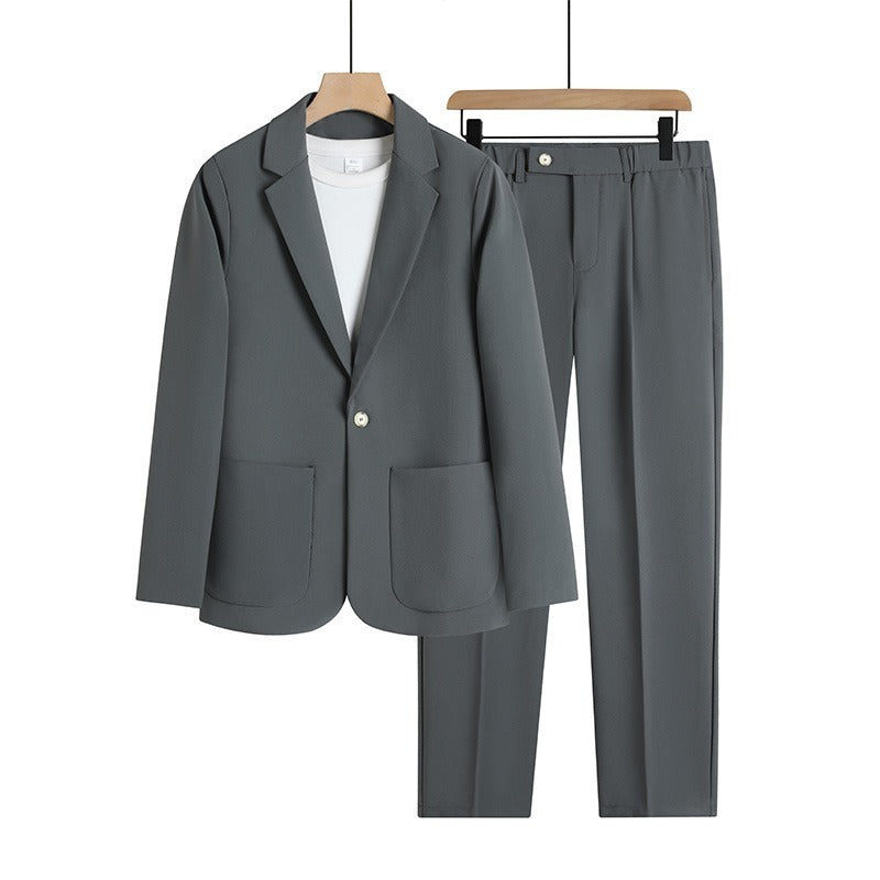 Men Loose Drooping Style Suit Set Medium Gray