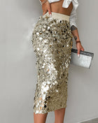 SS Sequin Skirt Beige