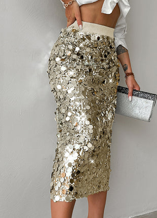 SS Sequin Skirt Beige