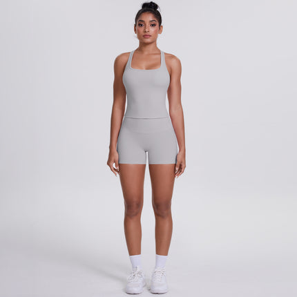 Brushed Outdoor Running Yoga Suit Light Gray
