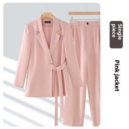 Women's Casual Two-piece Suit Pink Coat