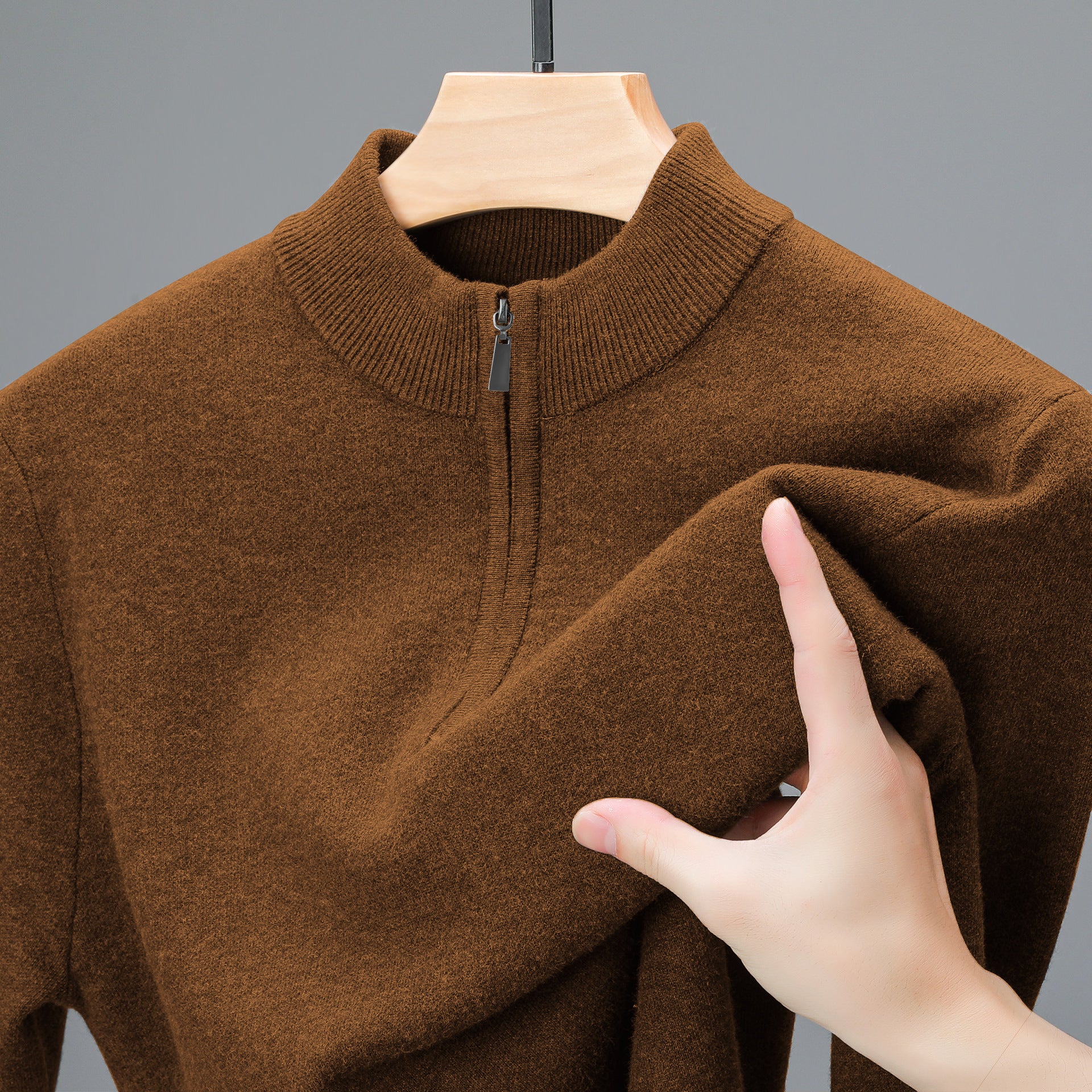 Men's Half-high Collar Zipper Sweater