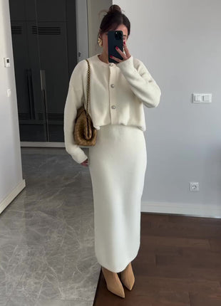 SS Cardigan & Skirt Suit