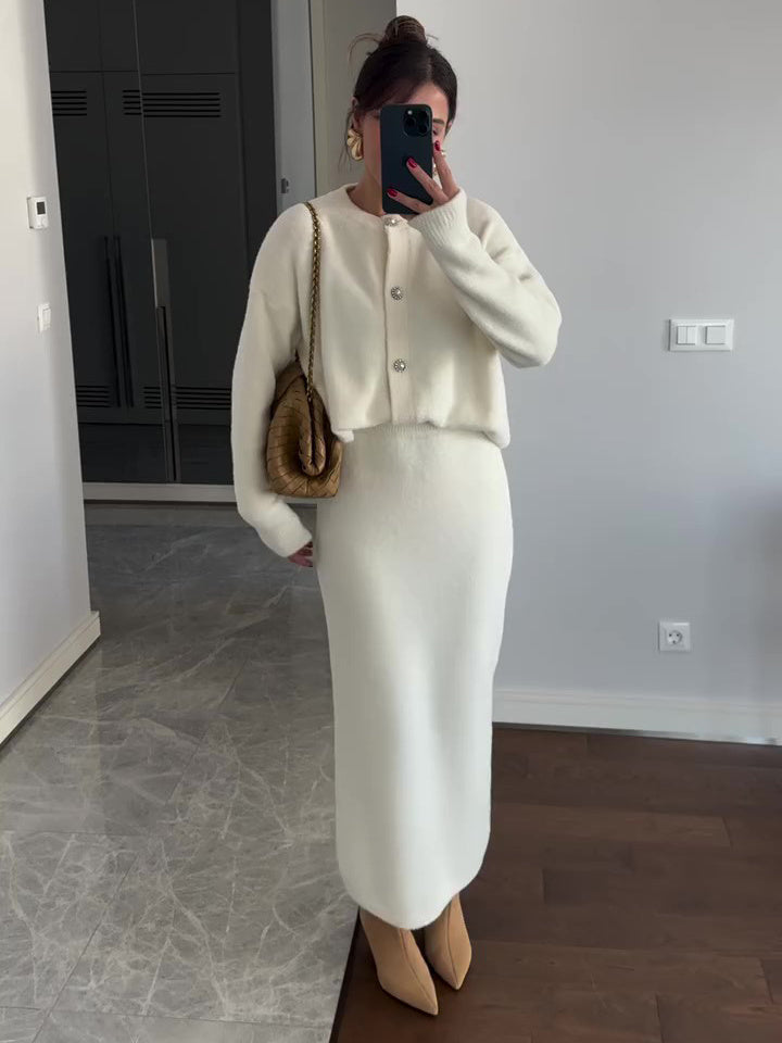 SS Cardigan & Skirt Suit