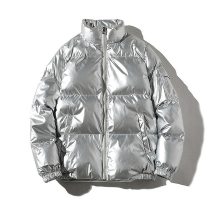 Men's Fleece-lined Cotton-padded Jacket Silver