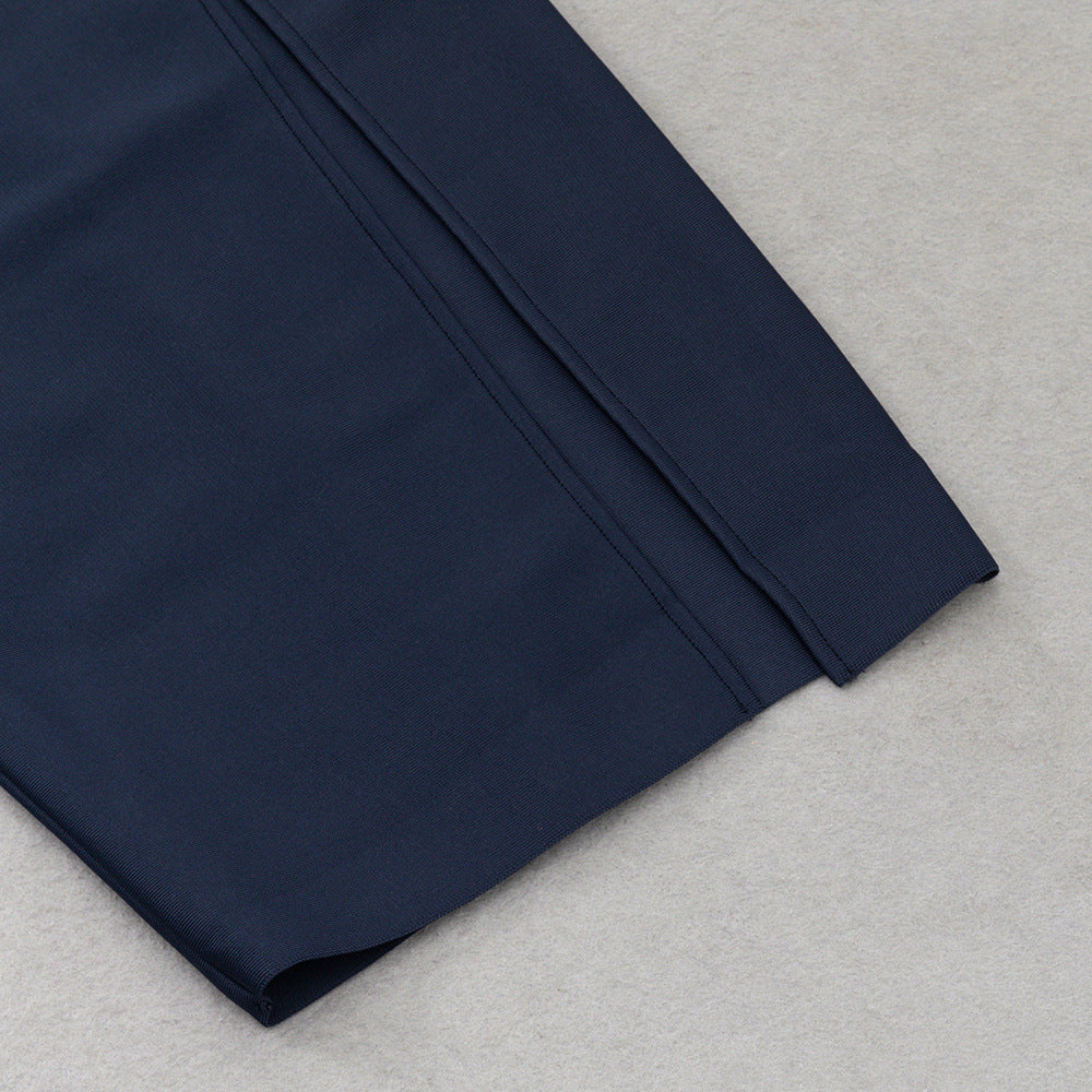 Blue Split Long Bandage One-piece Dress