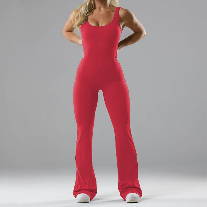 Women’s Tight Yoga Bodysuit Hollow Seamless Red