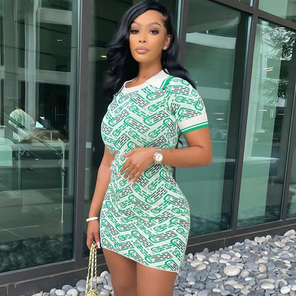 SS Polo Dress Green S