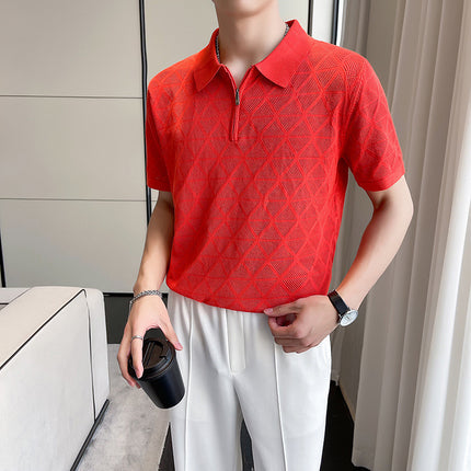 Rhombus Breathable Leisure Top Red