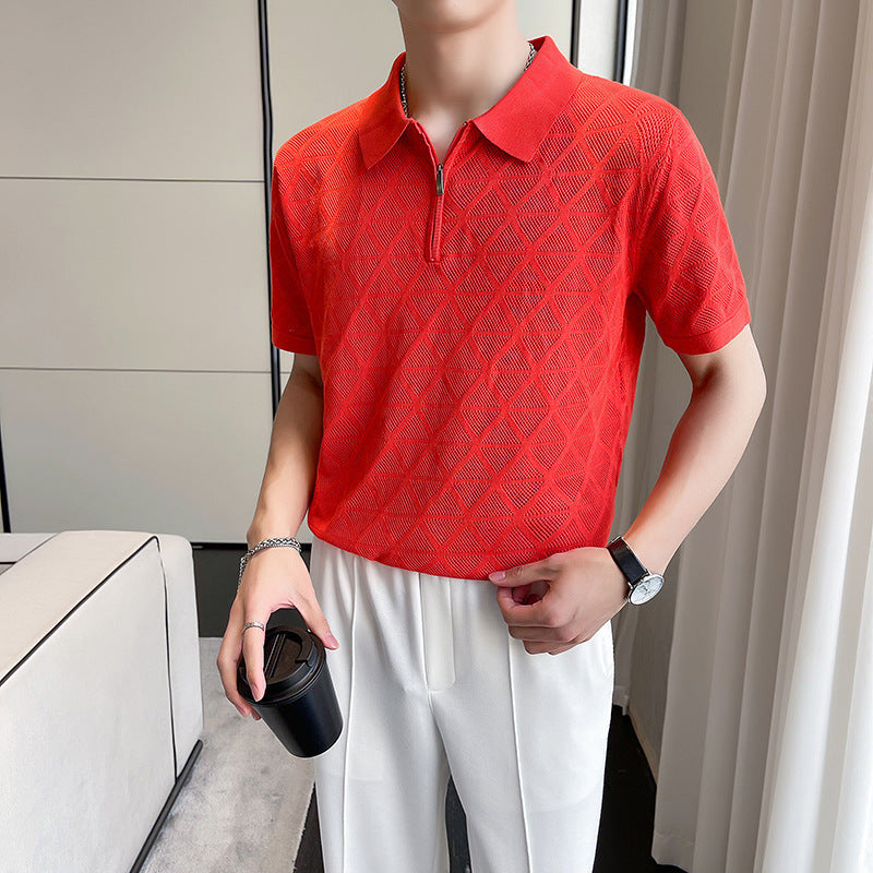 Rhombus Breathable Leisure Top Red
