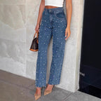 SS Straight-leg Frayed Jeans Blue