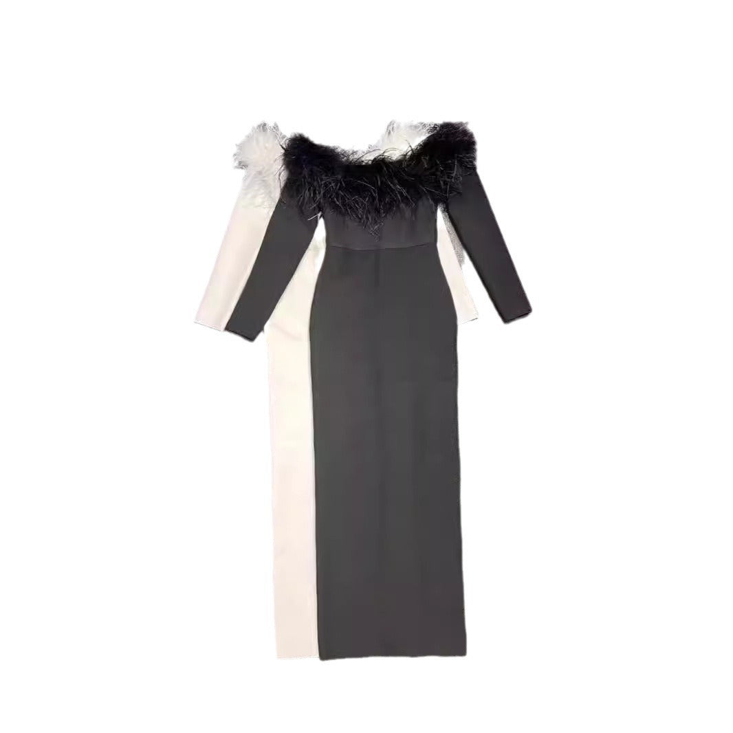 Women's Fur Collar One-piece Dress