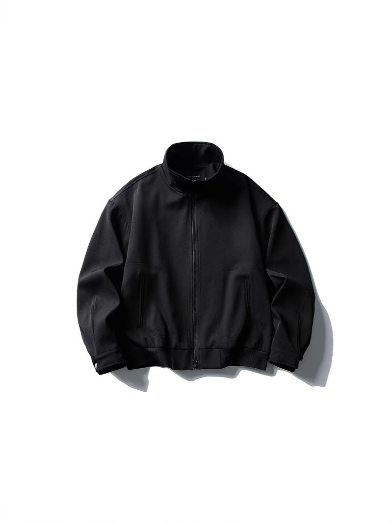 Retro Simple Zipper Stand Collar Jacket