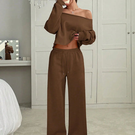 Autumn And Winter Casual Two Piece Khaki