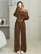Autumn And Winter Casual Two Piece Khaki