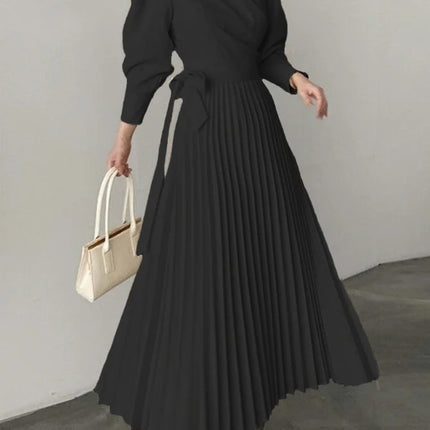 Women's Casual Commute Pleated Dress Black