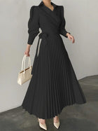 Women's Casual Commute Pleated Dress Black