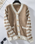 SS Button Down Sweater Khaki H