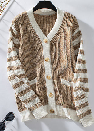 SS Button Down Sweater Khaki H