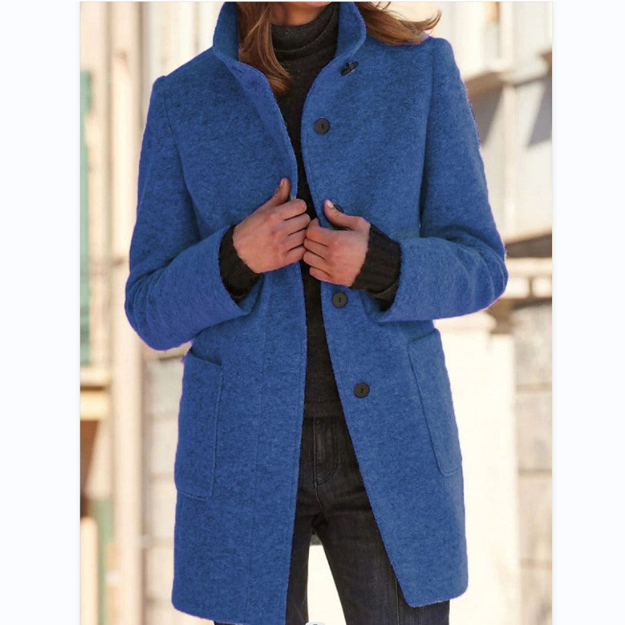 Women’s Winter Casual Button Outwear Coat lake blue
