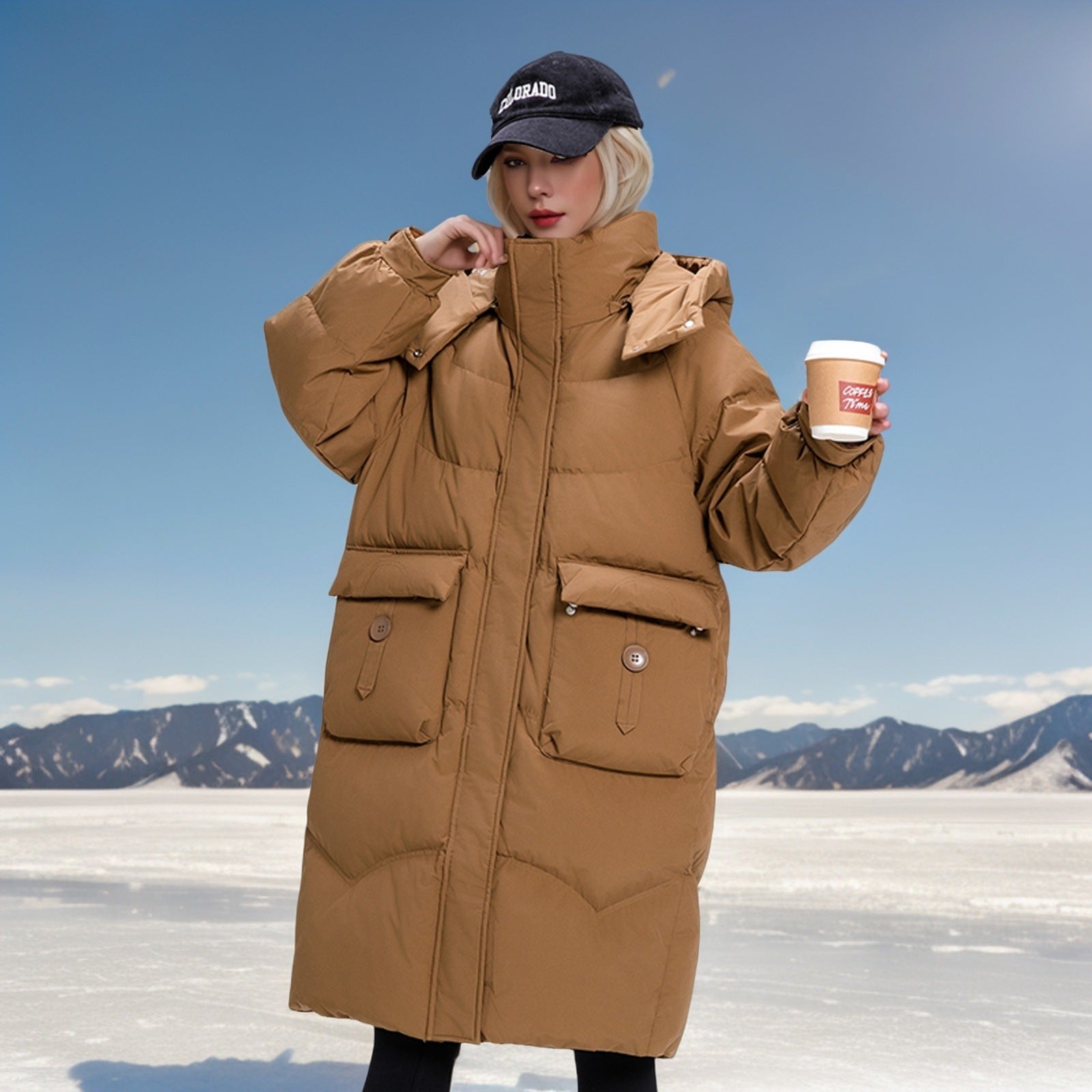 SS Mid-length Winter Jacket Coffee