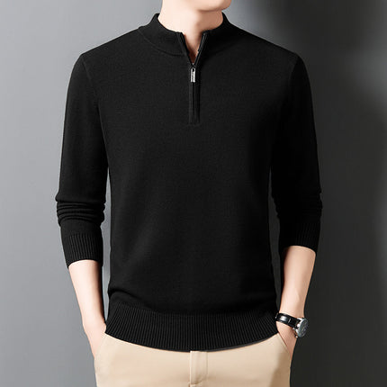 Men's Knitting Sweater Business Base Wool Black