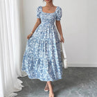 Elegant Idle Style Printed Dress Blue