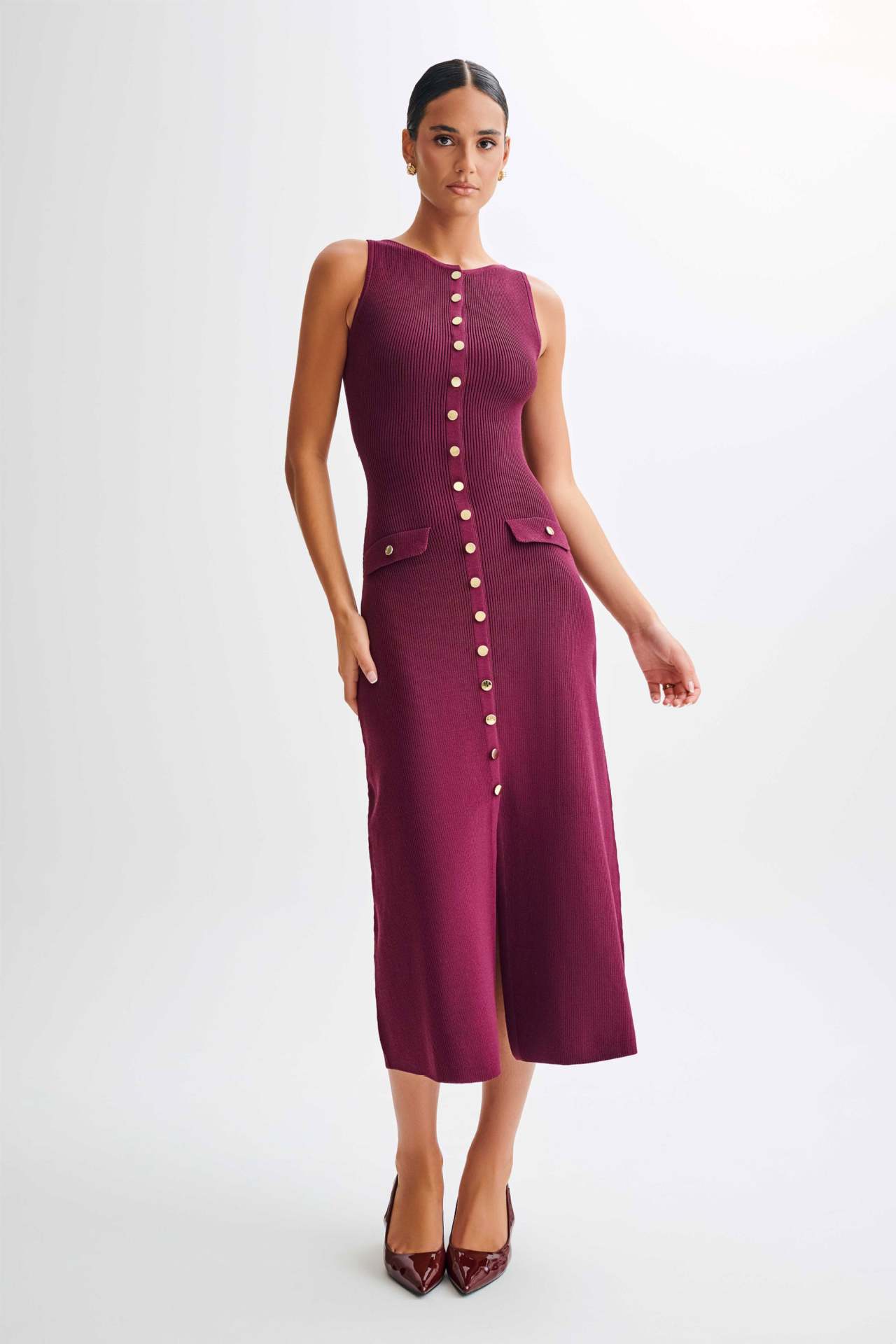 SS Knitted Elegant Dress Red