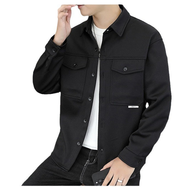 Men's Twill Knitted Lapel Shirt