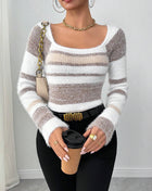 SS Striped Sweater Brown