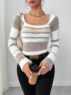 Striped Sweater For Women Brown