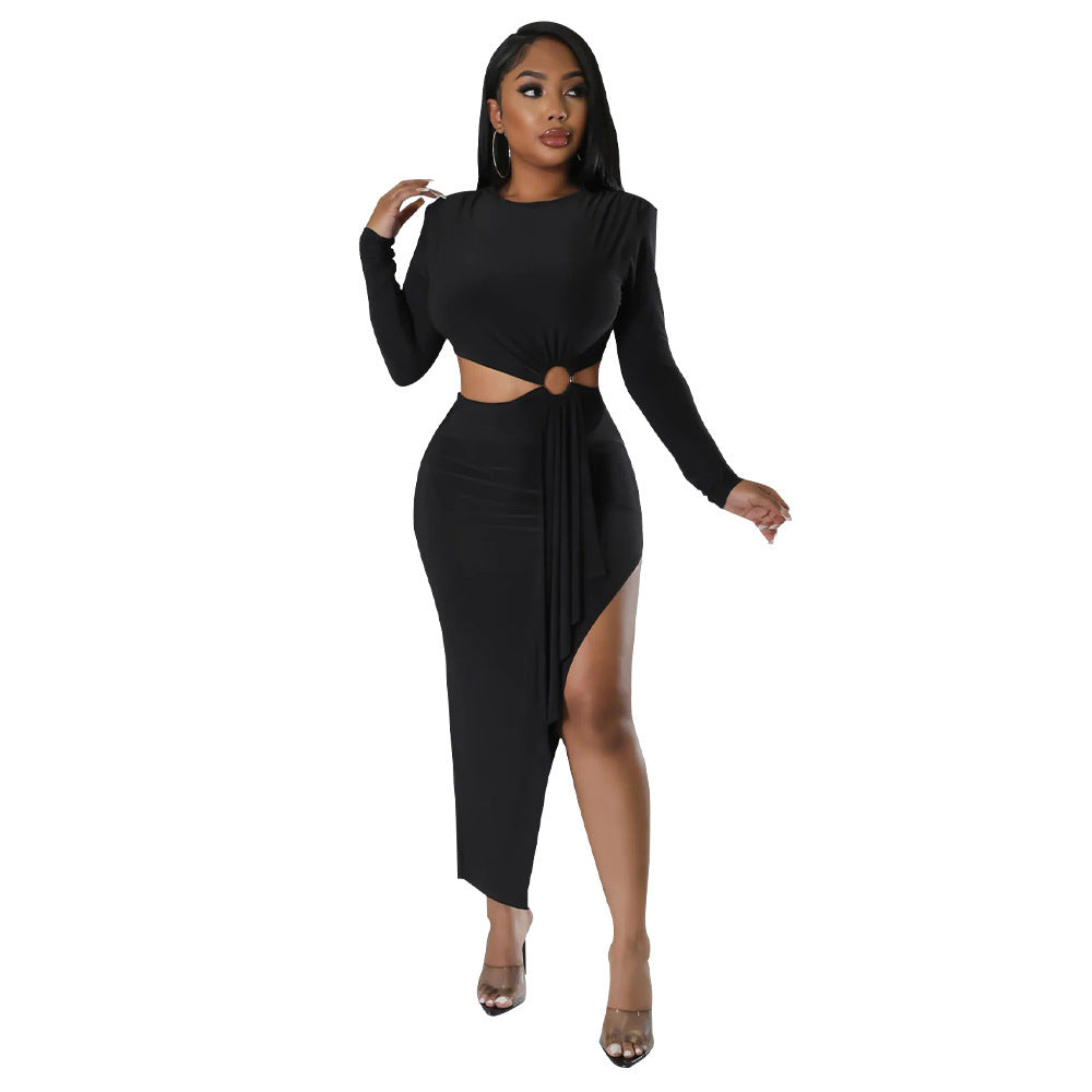 Sexy Open Waist Dress Black