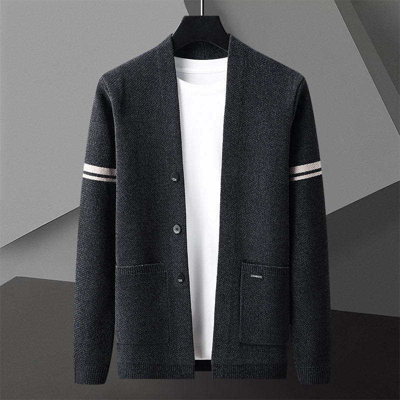 Men's Long Sleeved Sweater Coat Dark Gray