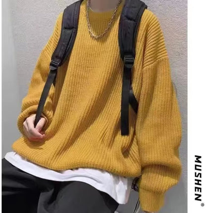 Loose Casual Retro Trendy Sweater Yellow