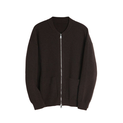 Heavy Two-way Zipper Knitted Cardigan